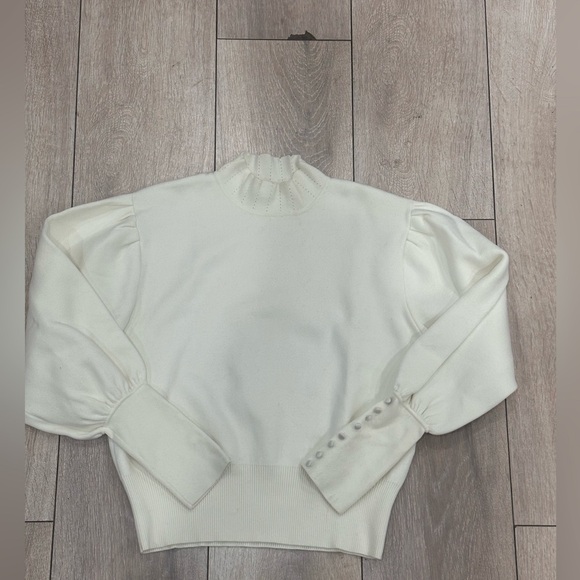 Sandro Cream White Knit Raphael Mock Neck Sweater Top, Size 1 - Picture 5 of 13